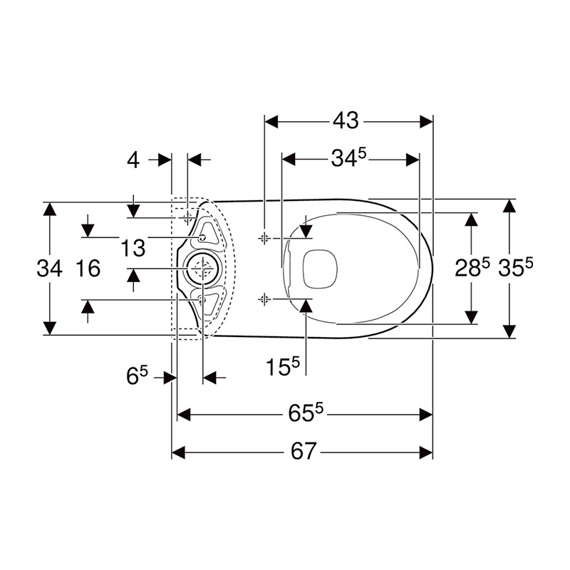 Vas WC stativ, Geberit, Selnova, rimless, alb - 1 | YEO
