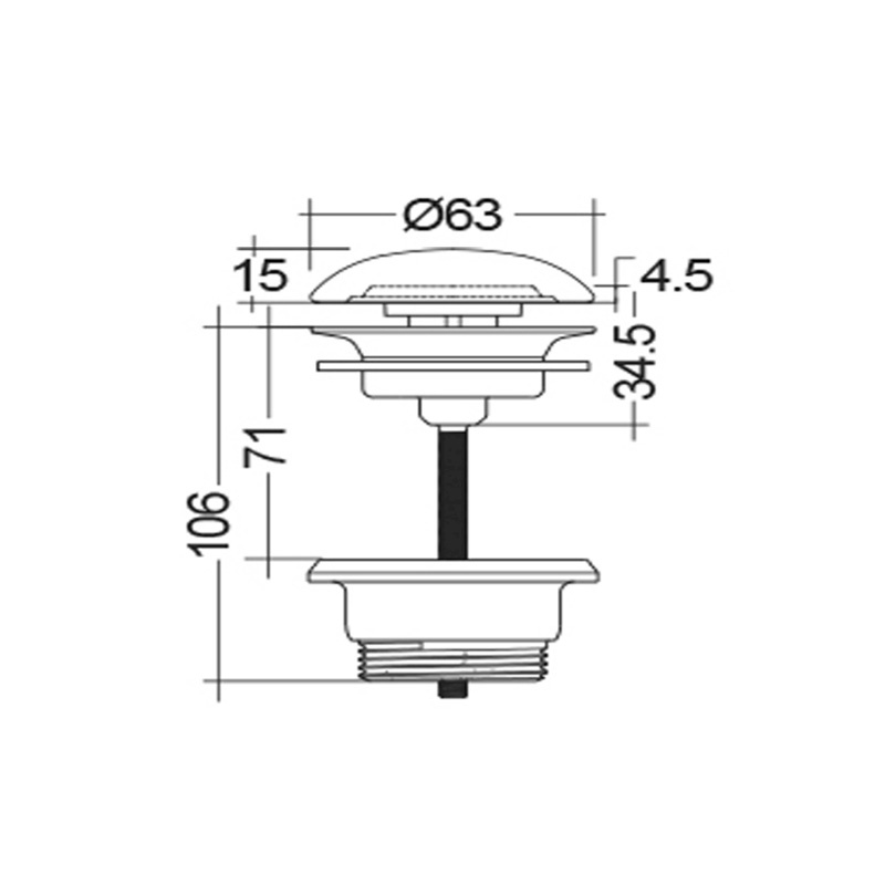 Ventil click clack Rak, Duo, cu capac ceramic, gri mat - 1 | YEO