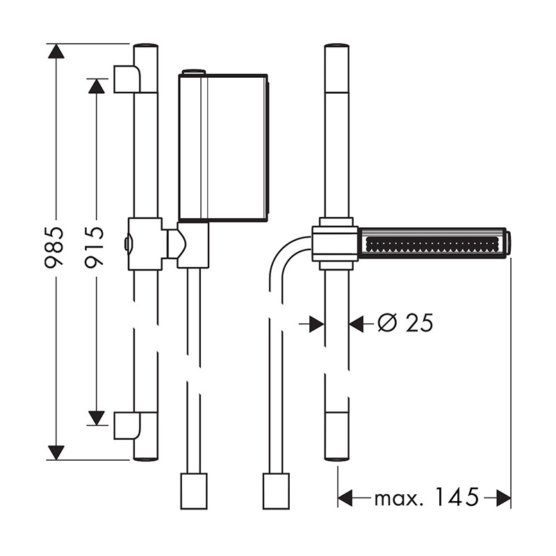 Bară de duș, Axor, One, cu set de duș, bronz periat, 45722140 - 2 | YEO