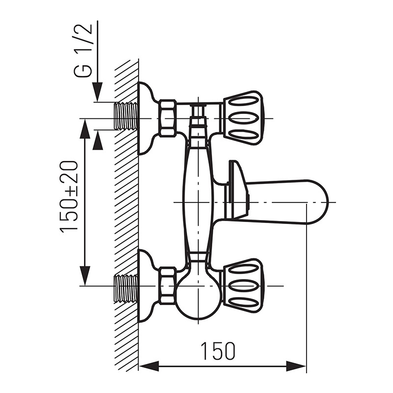 Baterie cada - dus, Ferro, Standard, cu set de dus, crom - 1 | YEO