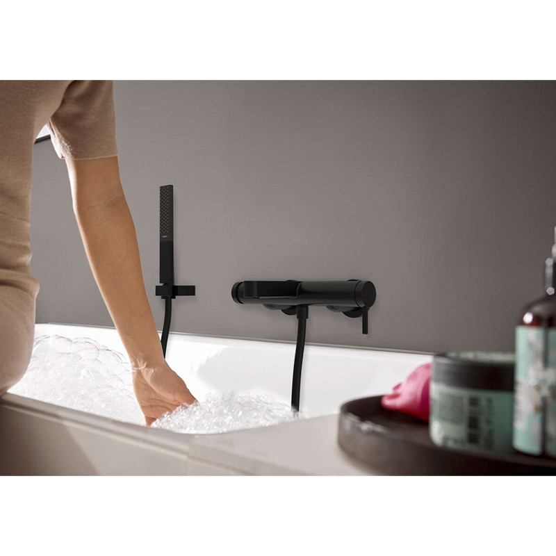 Baterie cada - dus, Hansgrohe, Finoris, montaj aparent, negru mat - 1 | YEO