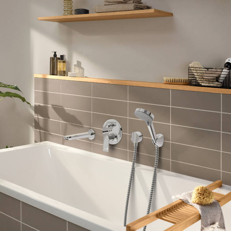 Baterie cada-dus Hansgrohe, Rebris E, cu montaj incastrat, crom - 1 | YEO