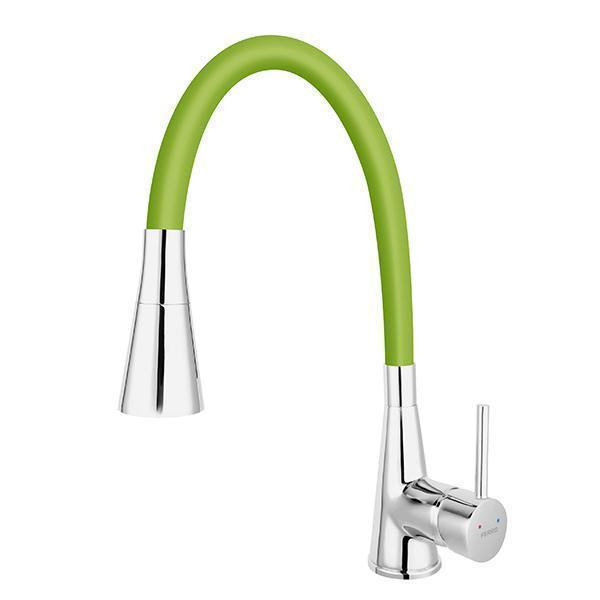 Baterie de bucatarie, Ferro, Zumba II, cu pipa flexibila, verde