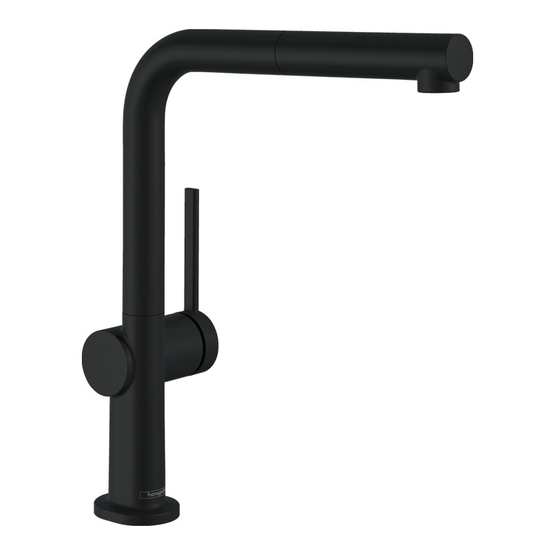 Baterie de bucatarie, Hansgrohe, Talis M54 270, cu pipa extractibila, 1 jet, negru mat
