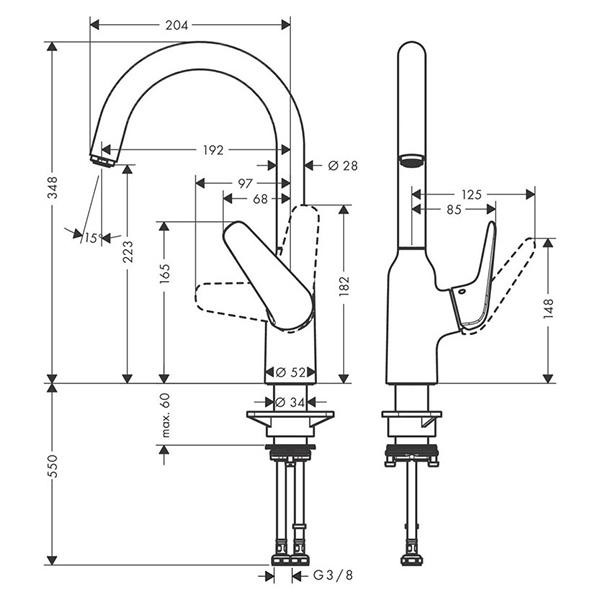 Baterie de bucatarie monocomanda, Hansgrohe, Focus, M42 220, crom - 2 | YEO