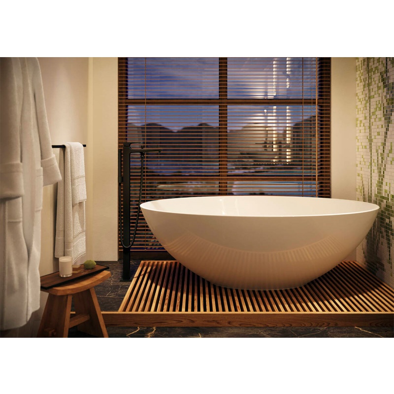 Baterie de cadă stativă Hansgrohe, Metropol, cu duș de mână, negru mat - 2 | YEO