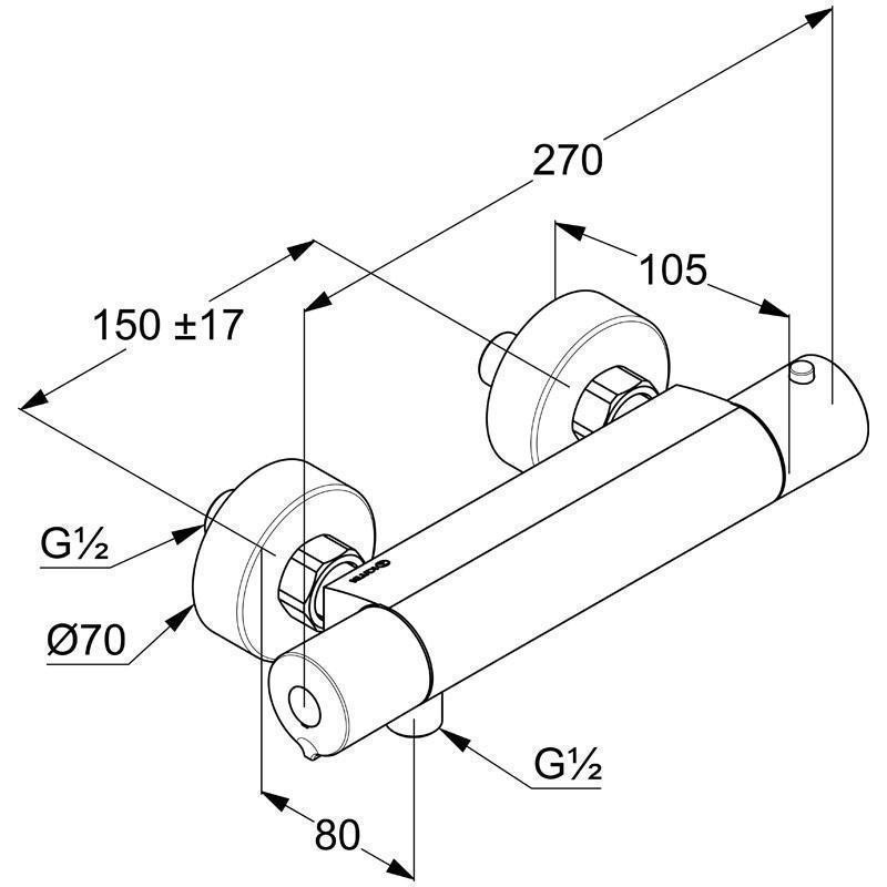 Baterie de dus termostatata, Kludi, Basic, crom - 1 | YEO