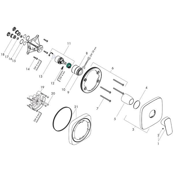 Baterie dus parte vizibila, Hansgrohe, Logis, Crom - 2 | YEO