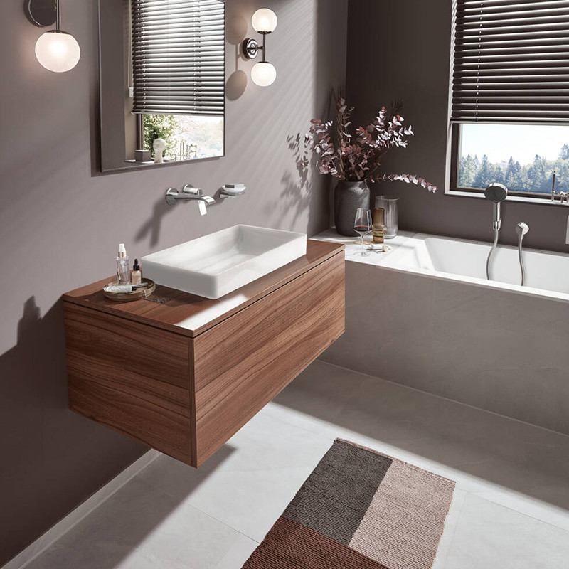 Baterie lavoar cu montaj pe perete, Hansgrohe, Vivenis, cu pipa 19,2 cm, crom - 2 | YEO