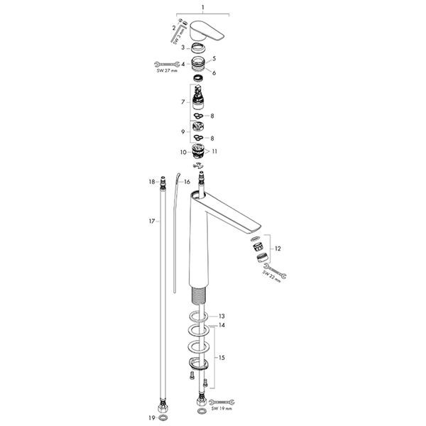 Baterie lavoar cu ventil, Hansgrohe, Talis E 240, Negru mat - 1 | YEO