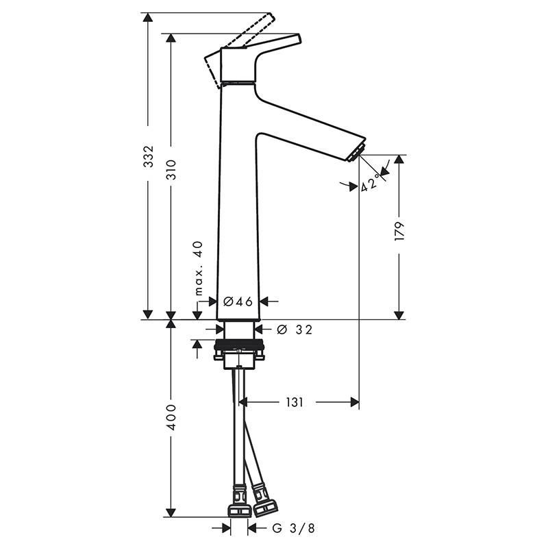 Baterie lavoar Hansgrohe, Talis Select S, fara ventil, crom - 3 | YEO