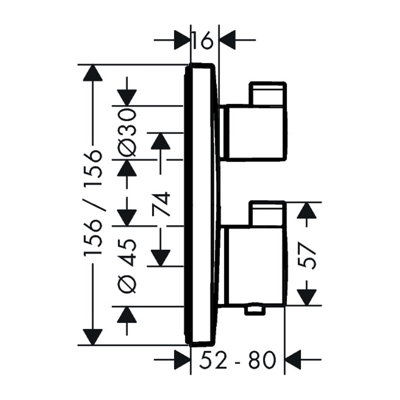 Baterie termostatată cada - duș, Hansgrohe, Ecostat Square, alb mat - 1 | YEO
