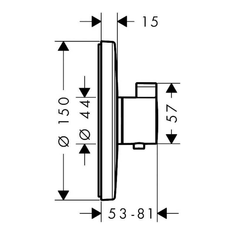 Baterie termostatată Hansgrohe, Ecostat E, parte vizibilă rotundă, 1 funcție, crom - 1 | YEO