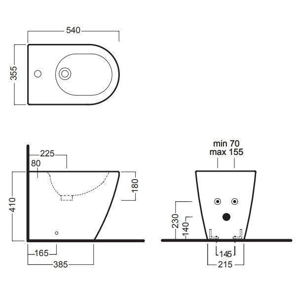Bideu stativ Hatria, Fusion, back-to-wall, alb - 1 | YEO