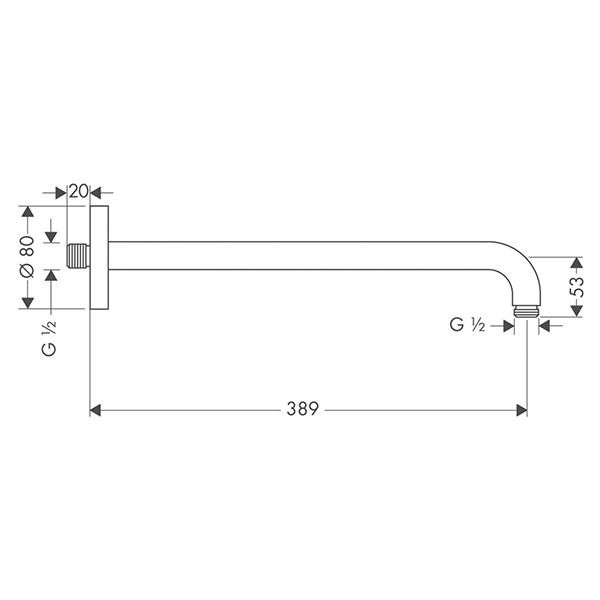 Brat de dus cu prindere pe perete, Hansgrohe, alb mat - 1 | YEO