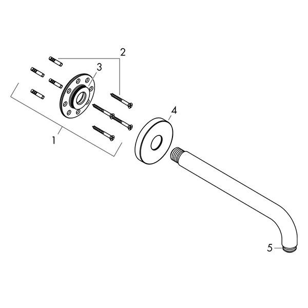 Brat de dus cu prindere pe perete, Hansgrohe, auriu lucios - 2 | YEO