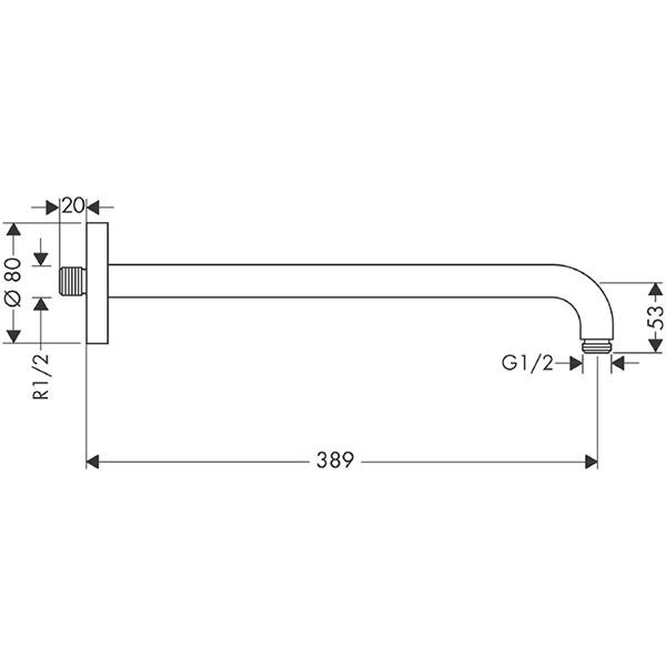 Brat de dus cu prindere pe perete, Hansgrohe, Negru - 2 | YEO