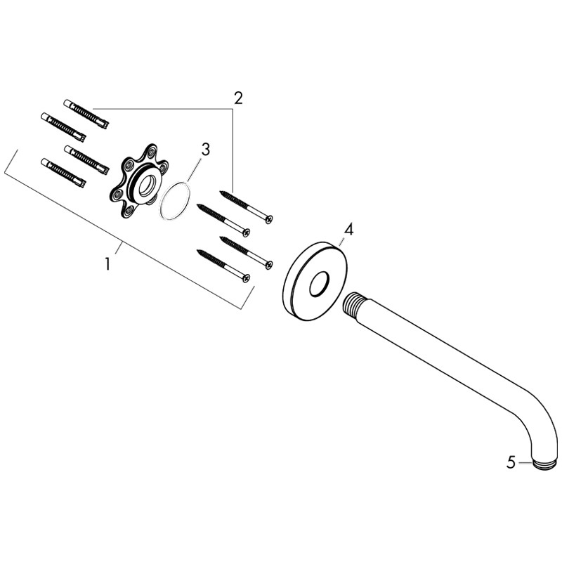 Brat dus, Hansgrohe, lungime = 38,9 cm, crom - 2 | YEO