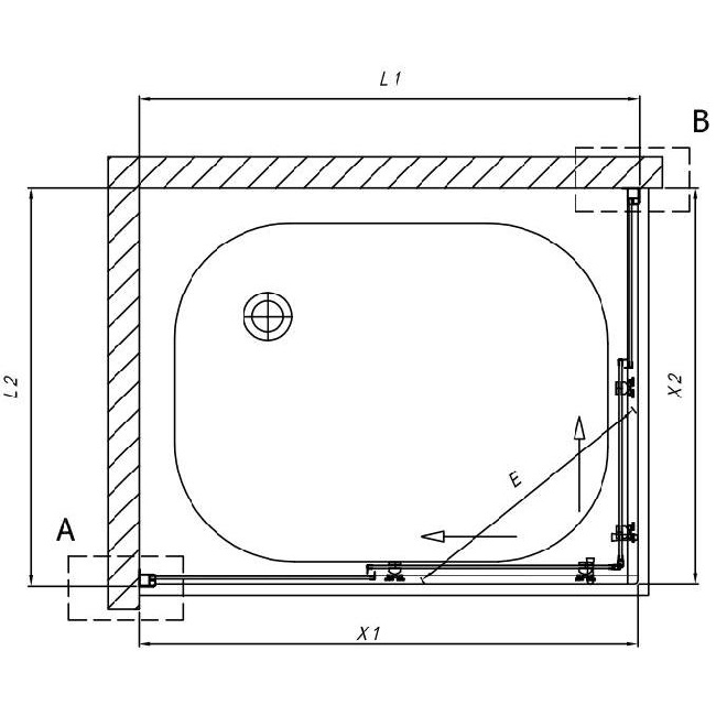 Cabină de duș Kolpasan, Q Line, TKK 70 x h190 cm, cu acces pe colț - 1 | YEO