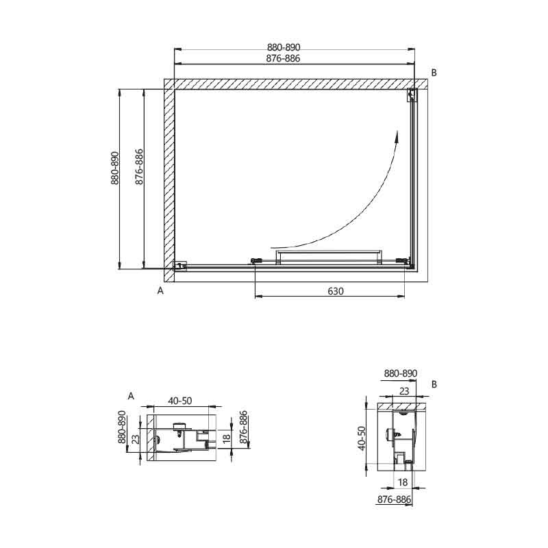 Cabina duș Kolpasan, Stellar Uni, 90 x 90 x h200, crom - 3 | YEO