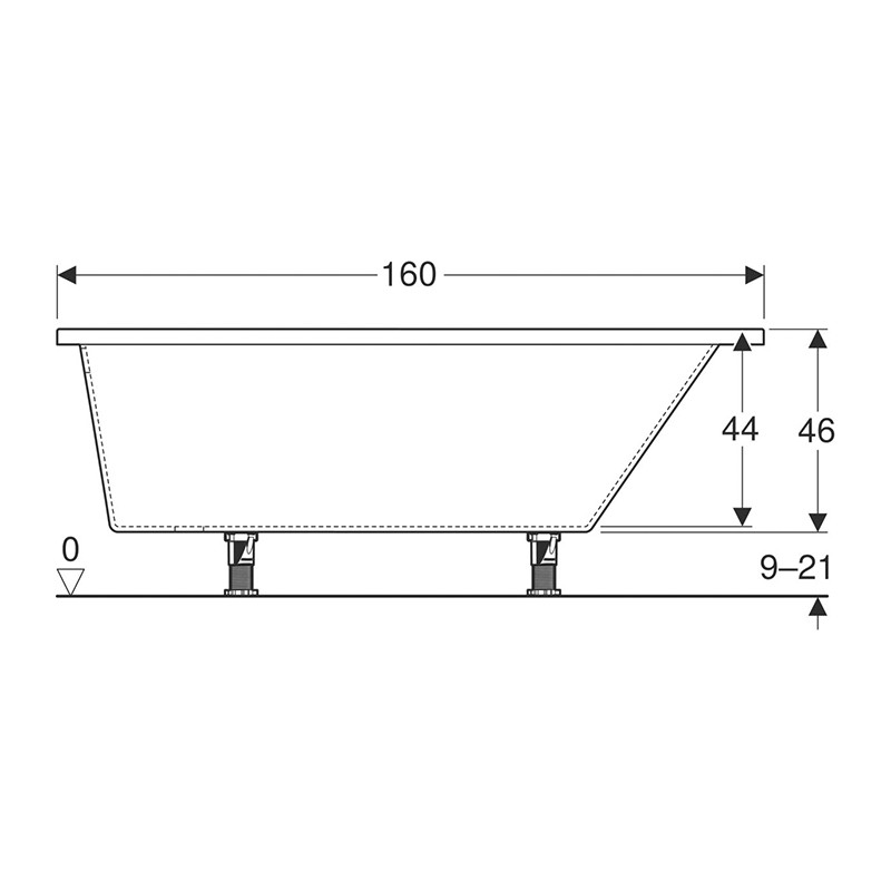 Cada asimetrica pe stanga, Geberit, Selnova, 160 cm, alb - 2 | YEO