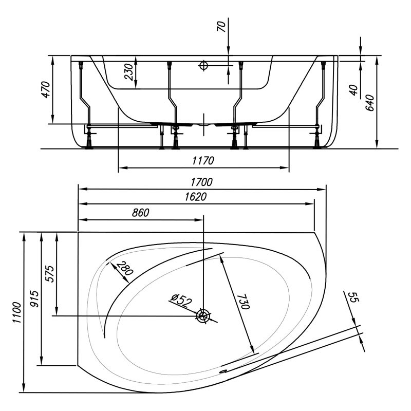 Cada de colt, Kolpasan, Libretto-D, pe dreapta, 170 x 110 cm, alb - 1 | YEO