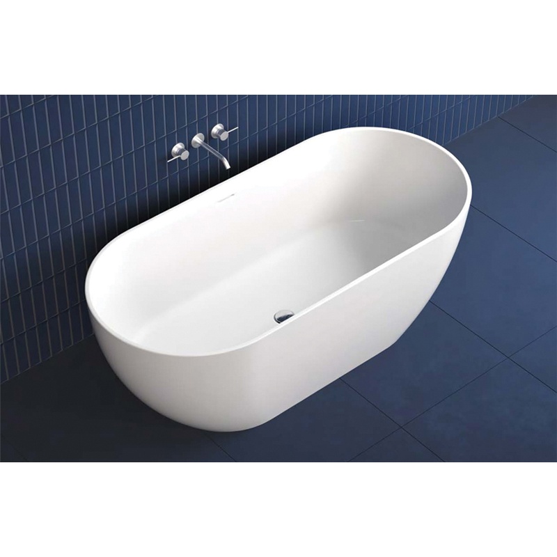 Cadă freestanding Fluminia, Vezuv, din cast marble, cu preaplin 170 x 80 x h61 cm, alb mat