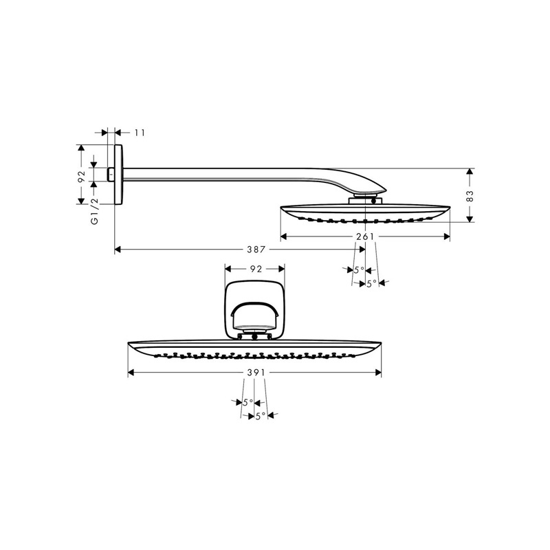 Cap de duș Hansgrohe, PuraVida, 40 cm, 1 jet, crom - 2 | YEO
