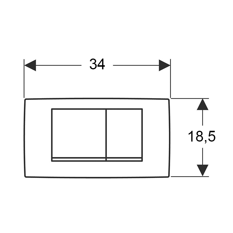 Clapetă de acționare, Geberit, Twinline30, crom mat - 1 | YEO
