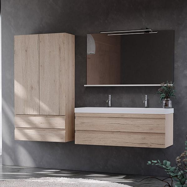 Dulap inalt suspendat, Kolpasan, Naomi, cu 2 usi si 2 sertare, natural wood - 2 | YEO
