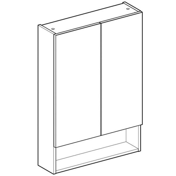 Dulap suspendat cu oglinda, Geberit, Selnova Square, 80 cm, nuc american hickory - 2 | YEO