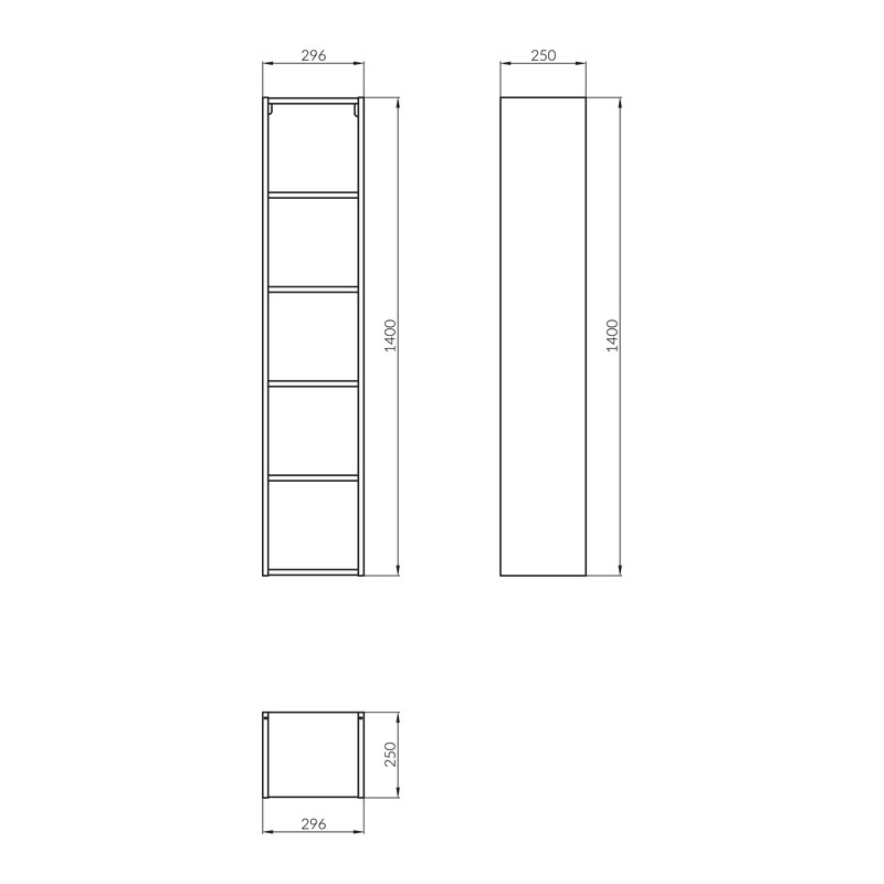 Dulap suspendat deschis, Cersanit, Crea, înalțime 140 cm, alb - 1 | YEO