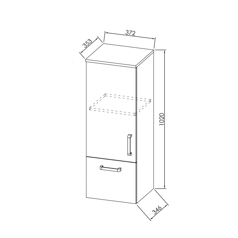 Dulap suspendat, Kolpasan, Evelin, înalțime 102 cm, gri/antracit - 1 | YEO