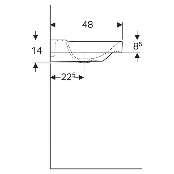Lavoar cu blat, Geberit, Xeno2, asimetric, 90x48 cm, alb - 3 | YEO