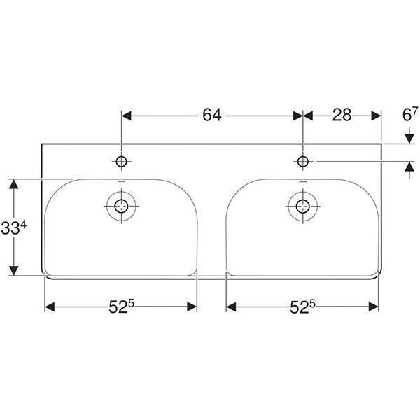 Lavoar dublu Geberit, Smyle Square, 120 cm, alb - 3 | YEO