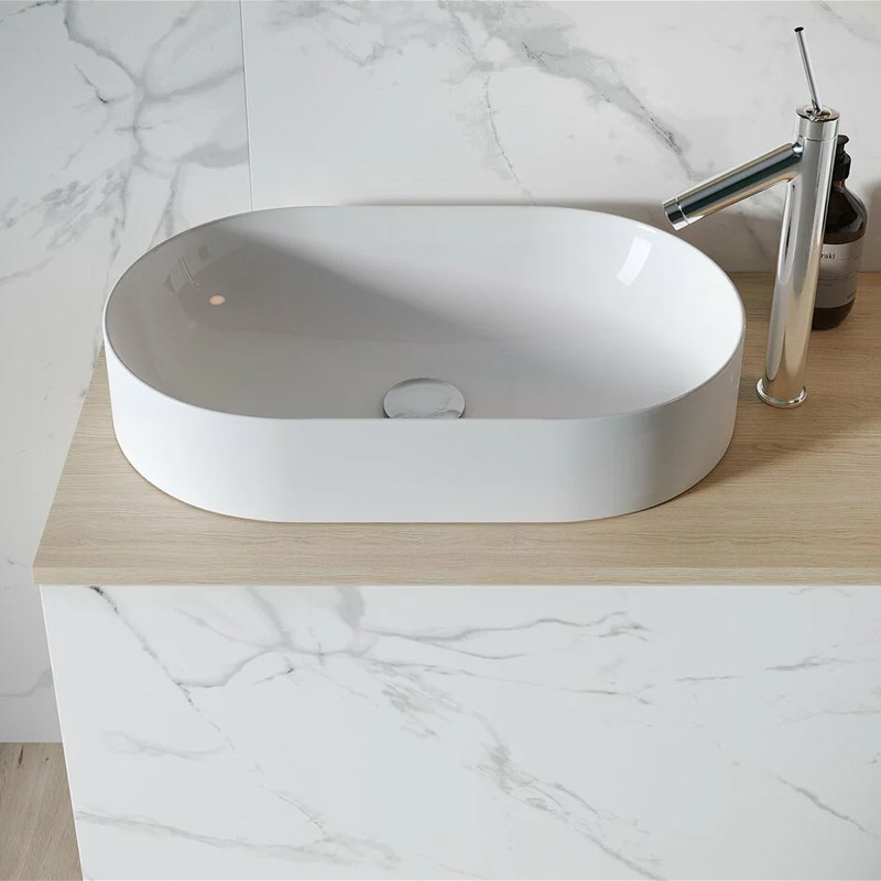 Lavoar pe blat, Cersanit, Inverto, oval, 60 cm, alb - 1 | YEO