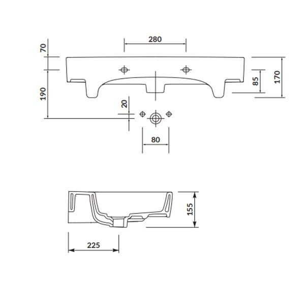 Lavoar pentru mobilier Cersanit, Virgo, 80 cm, alb - 2 | YEO