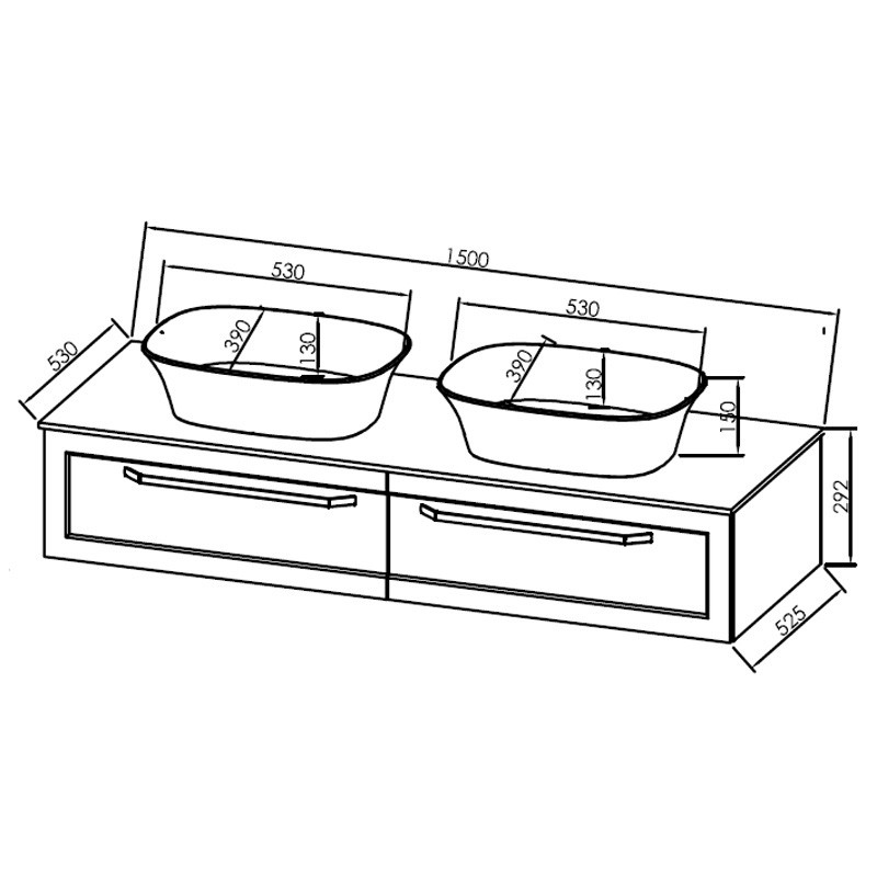 Masca cu blat pentru lavoar, Kolpasan, Blanche, 150 cm, alb - 1 | YEO