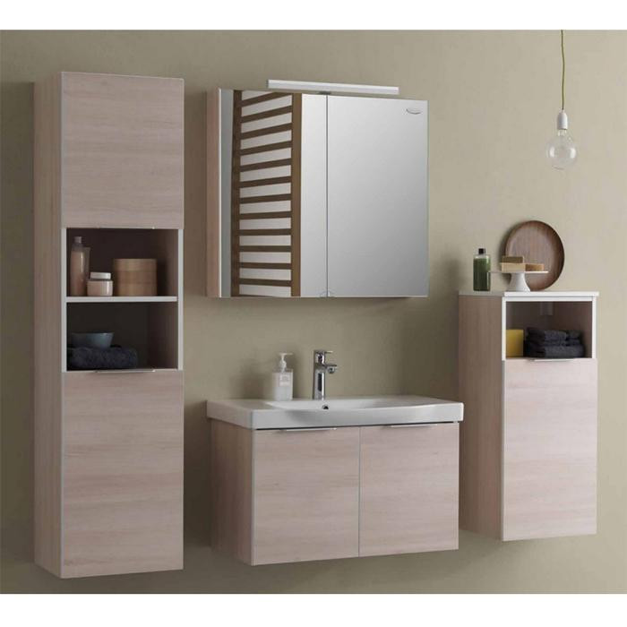 Mobilier pentru lavoar Kolpasan, Lana, 2 usi, lemn deschis, 80 cm - 2 | YEO
