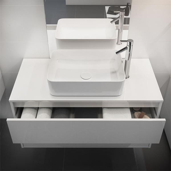 Mobilier suspendat Cersanit, Crea, pentru lavoarele pe blat, 100 cm, alb - 3 | YEO