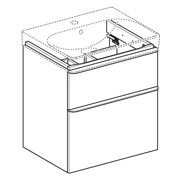 Mobilier suspendat Geberit, Smyle Square, pentru lavoar de 60 cm, nuc american hickory - 1 | YEO