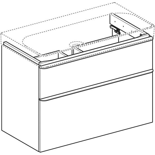 Mobilier suspendat Geberit, Smyle Square, pentru lavoar de 90 cm, alb - 1 | YEO