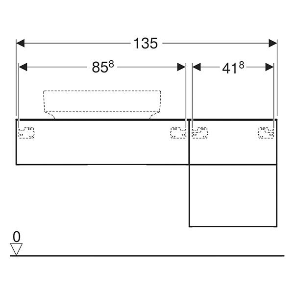 Mobilier suspendat, Geberit, VariForm, pentru lavoare, 135 x 51 cm, nuc hickory - 2 | YEO