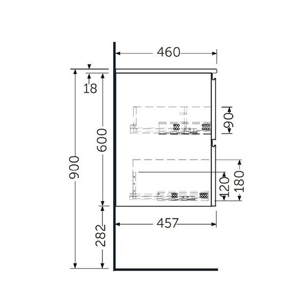 Mobilier suspendat, Rak, Joy, pentru lavoar incastrabil, 100 cm, ulm - 1 | YEO
