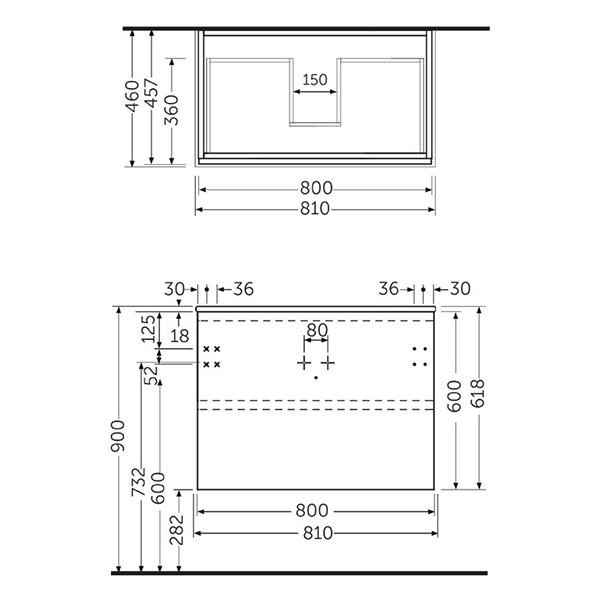 Mobilier suspendat, Rak, Joy, pentru lavoar incastrabil, alb - 1 | YEO