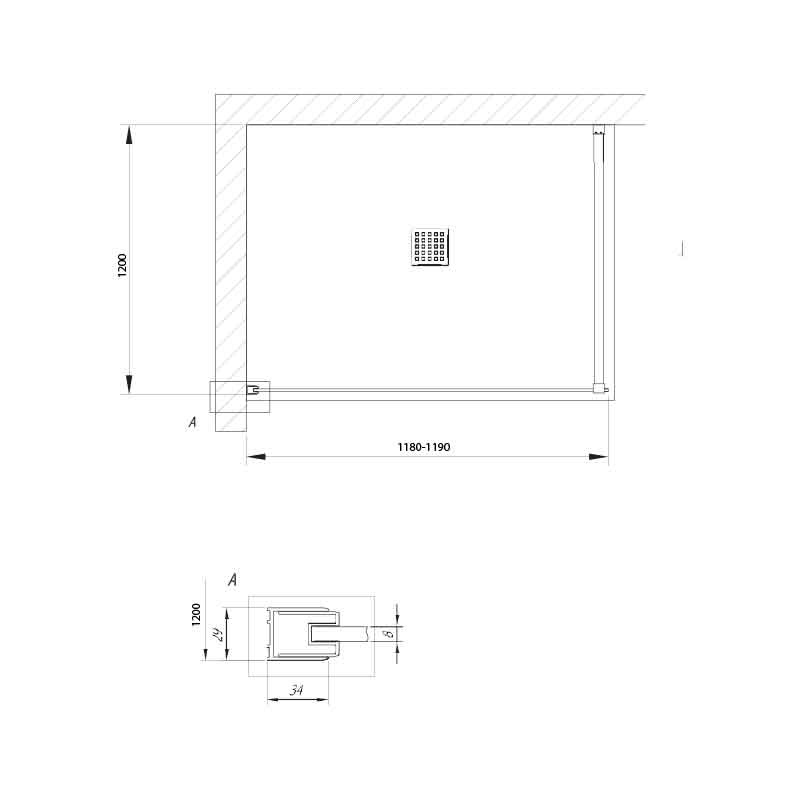 Paravan Walk-In Kolpasan, Calypso 120 cm, sticla 8 mm, efect oglindă, crom - 1 | YEO