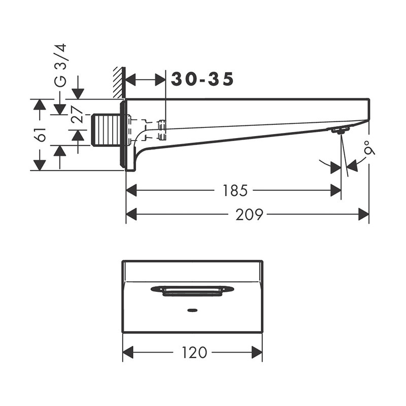 Pipa de umplere Hansgrohe, Metropol, 1 functie, crom - 3 | YEO
