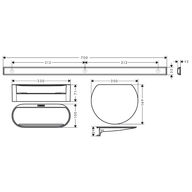 Set accesorii de baie pentru cada, Hansgrohe, WallStoris, negru mat - 2 | YEO