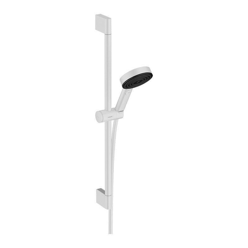 Set coloană de duș, Hansgrohe, Pulsify Select S 105, cu pară și furtun, 3 jeturi, alb mat