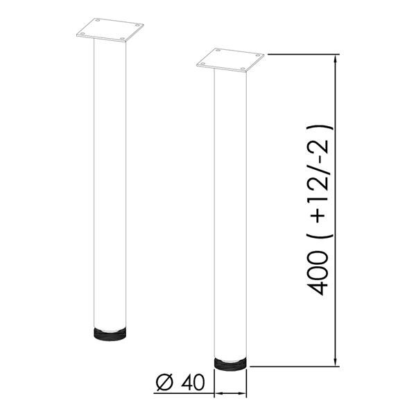 Set de 2 picioare pentru mobilier, Kolpasan, H=40 cm - 1 | YEO